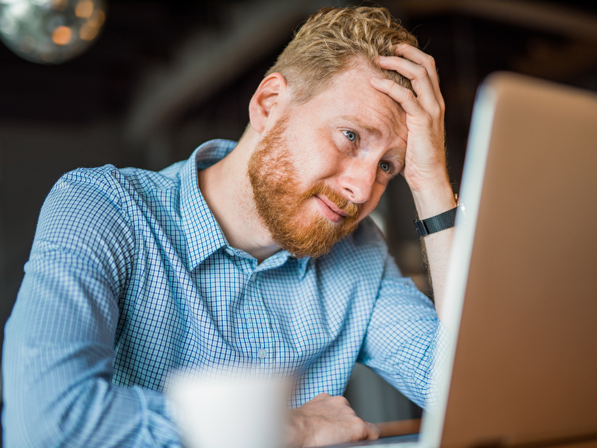 Man fixing presentation mistakes
